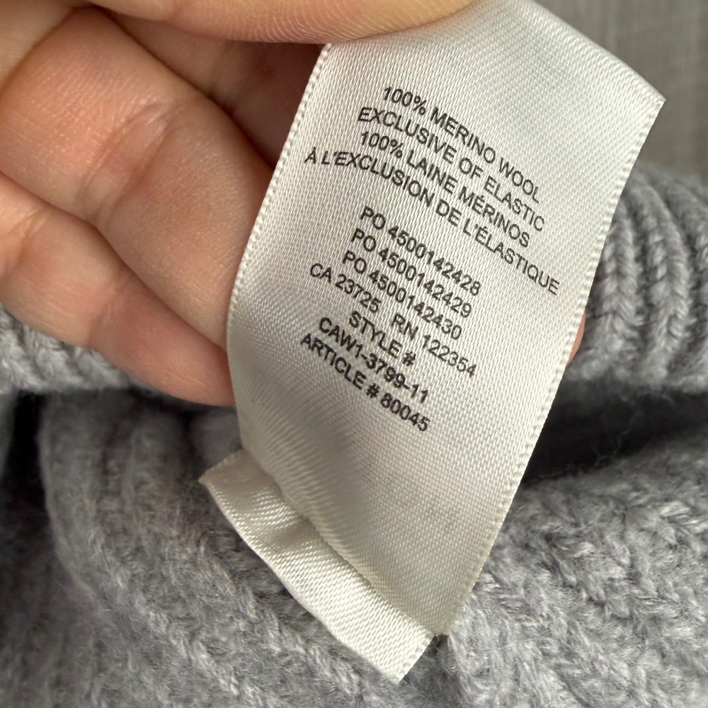 Babaton‎ Aritzia Gray Roger V Neck Sweater Merino Wool Womens Large Heavy Ribbed - Picture 11 of 11